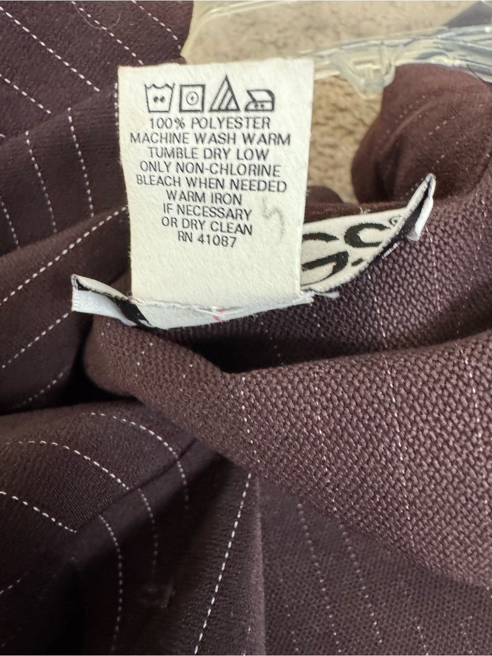 Briggs Petite Brown Pinstripe 2 Piece Pant Suit Set NWT Size 14P Career Office - Picture 8 of 11